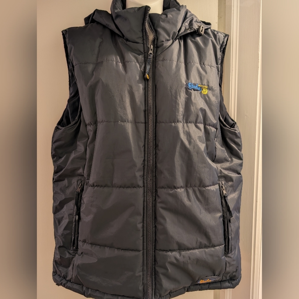 Fahrenheit Superdry Navy Hooded Puffer Vest. Unisex L.